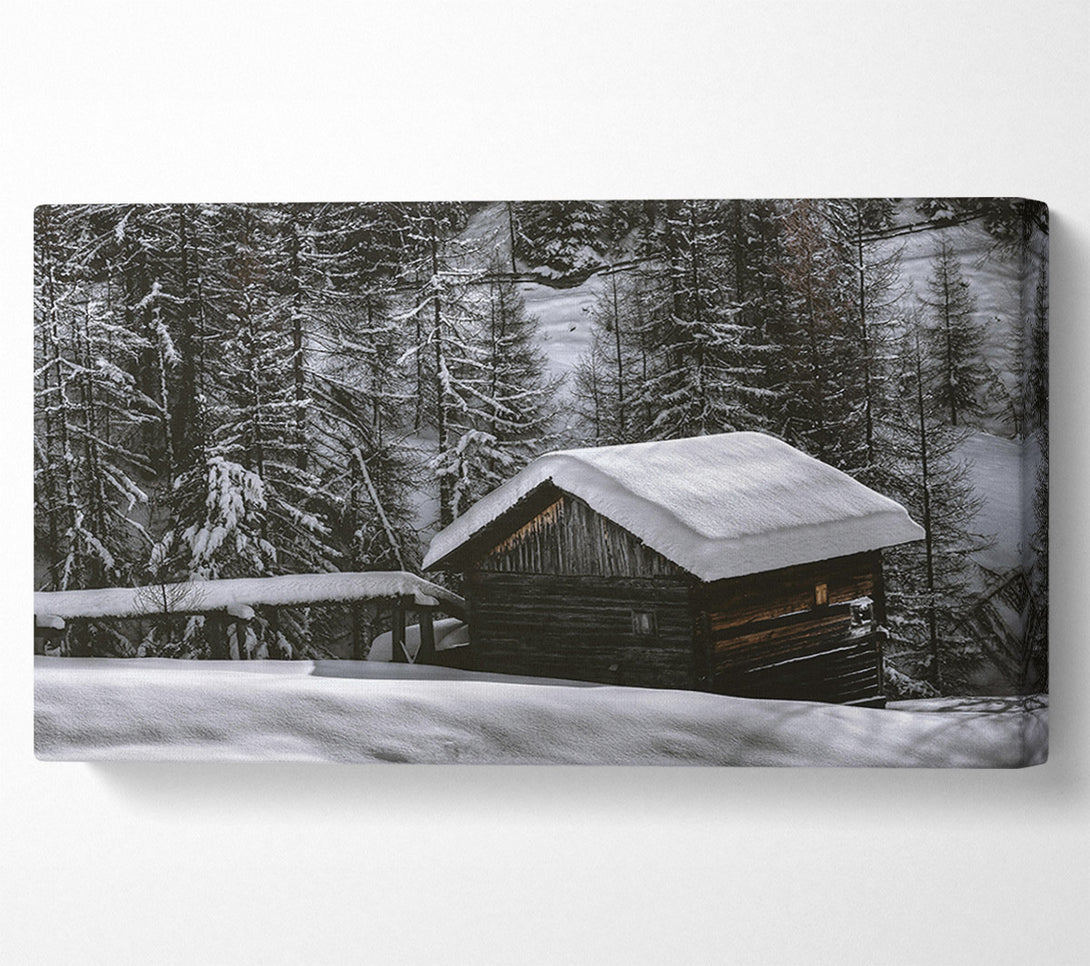  A Canvas Print of White Cabin Under Snow Canvas Art