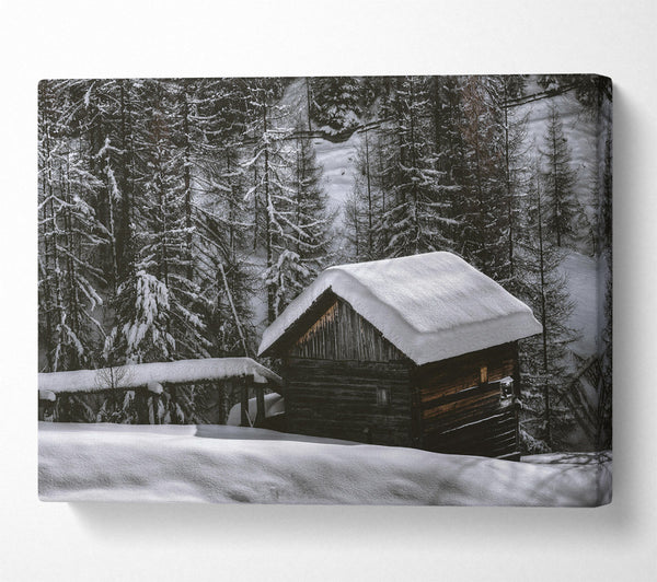  A Canvas Print of White Cabin Under Snow Canvas Art