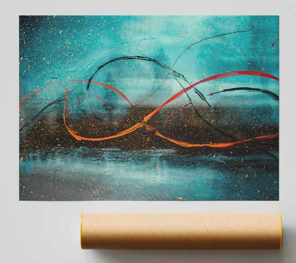 Azure Swirls And Sparks Print