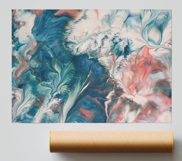 Teal And Rose Swirl Poster