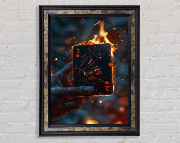 Ace Of Spades Fire Framed Print