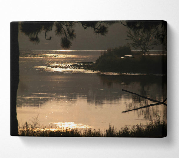  A Canvas Print of Golden Lakeside Sunset Canvas Wall Art
