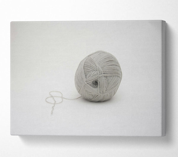  A Canvas Print of Gray Yarn Ball Unraveling Canvas Art
