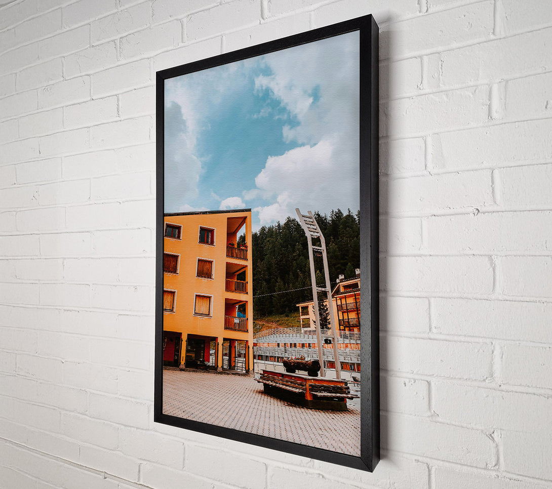  A Canvas Print of Orange Building Courtyard Canvas Print