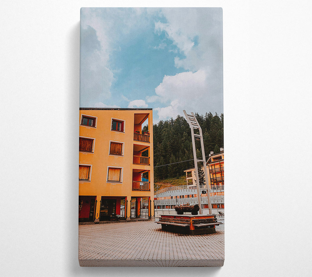  A Canvas Print of Orange Building Courtyard Canvas Print