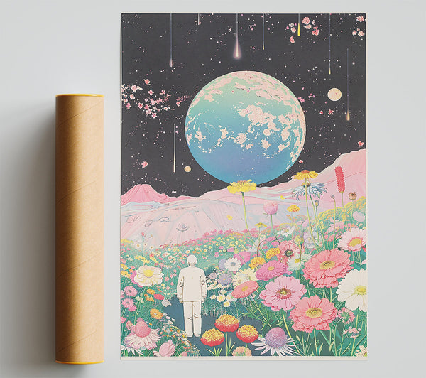 Pink Flowered Planet Print