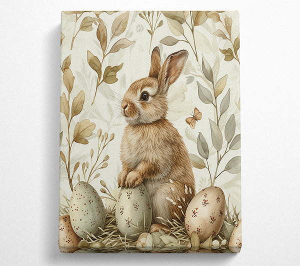 The Green Bunny Nest Canvas Wall Art