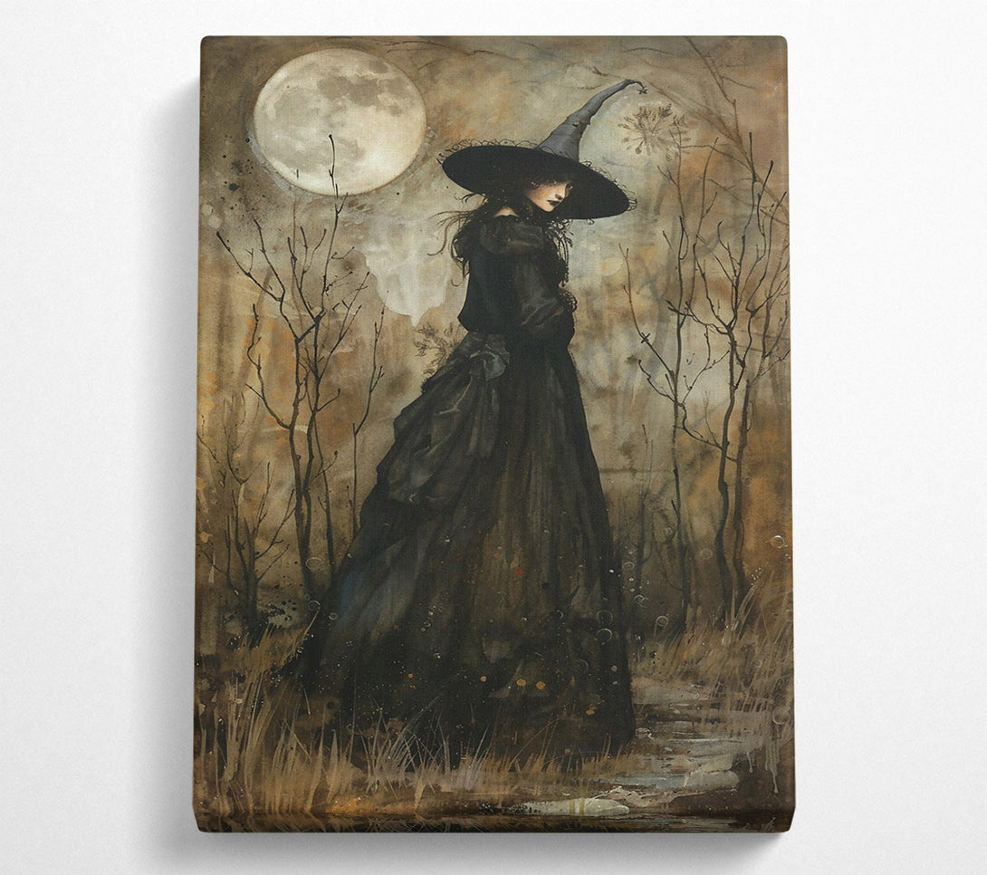  A Canvas Print of Golden Moon Witch Canvas Art