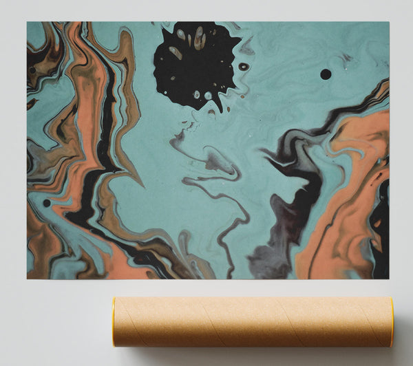 Teal Swirls And Drops Giclee Print
