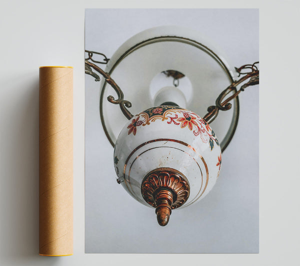 White Floral Chandelier Giclee Print
