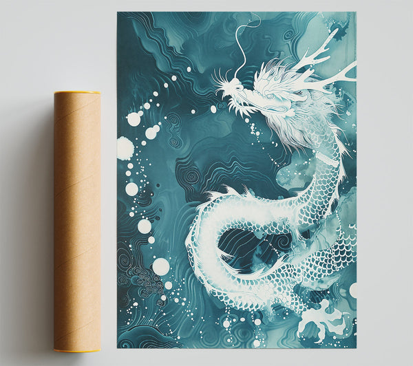 Teal Dragon Dreams Giclee Print