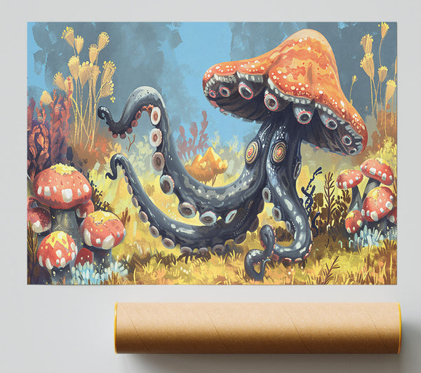 Orange Fungal Frenzy Poster