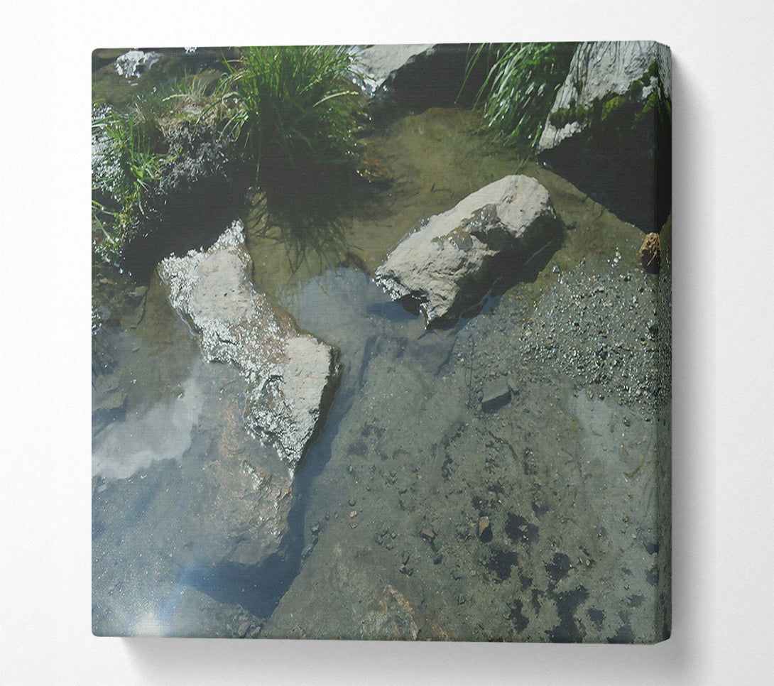  A Canvas Print of Teal Stream Reflections Canvas Wall Art