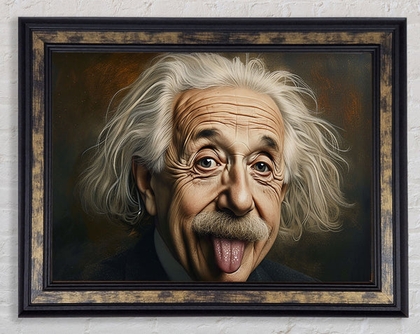 Albert Einstein Sticking Tongue Out Framed Print