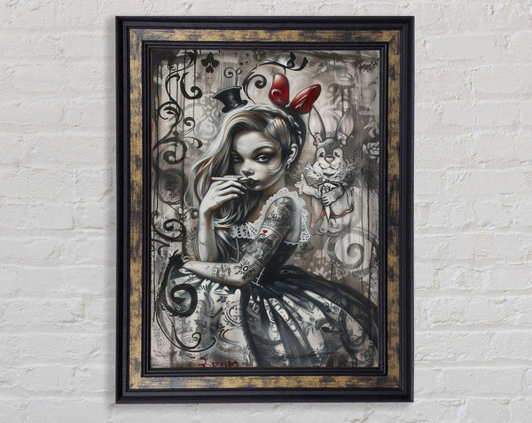 Alice In Wonderland Illustration Framed Print