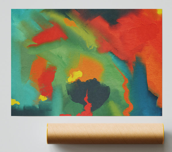 Teal And Orange Abstract Print