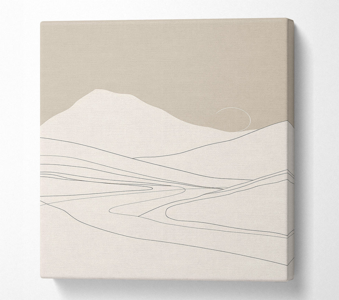  A Canvas Print of Beige Mountain Lines Canvas Wall Art