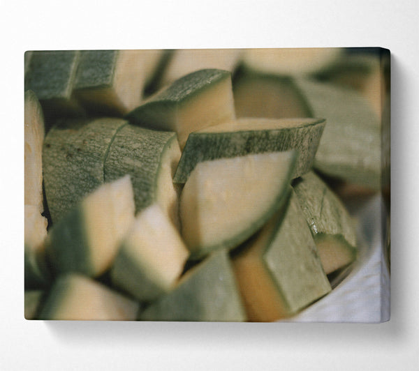 Green And White Slices Canvas Print