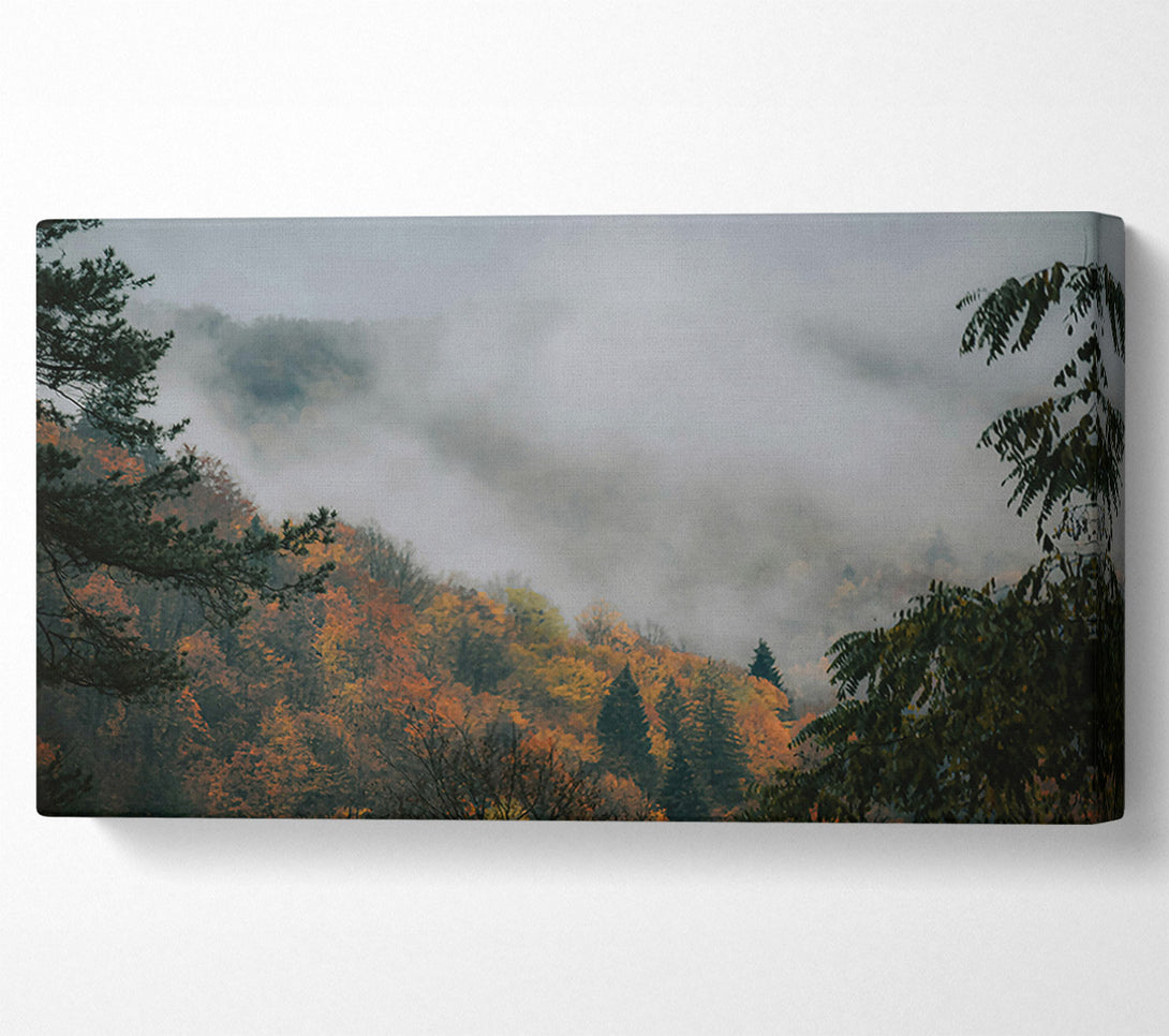  A Canvas Print of Orange Mist Mountains Canvas Print