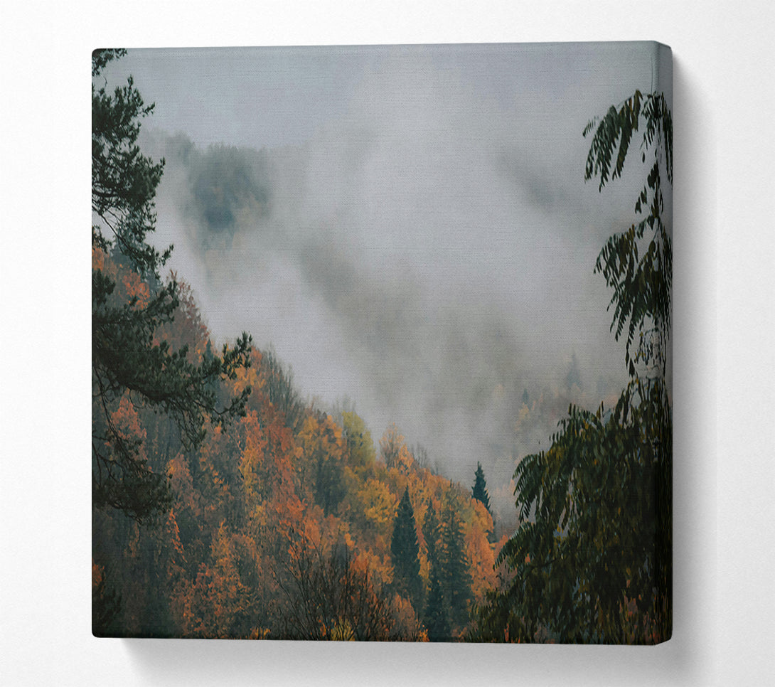  A Canvas Print of Orange Mist Mountains Canvas Print