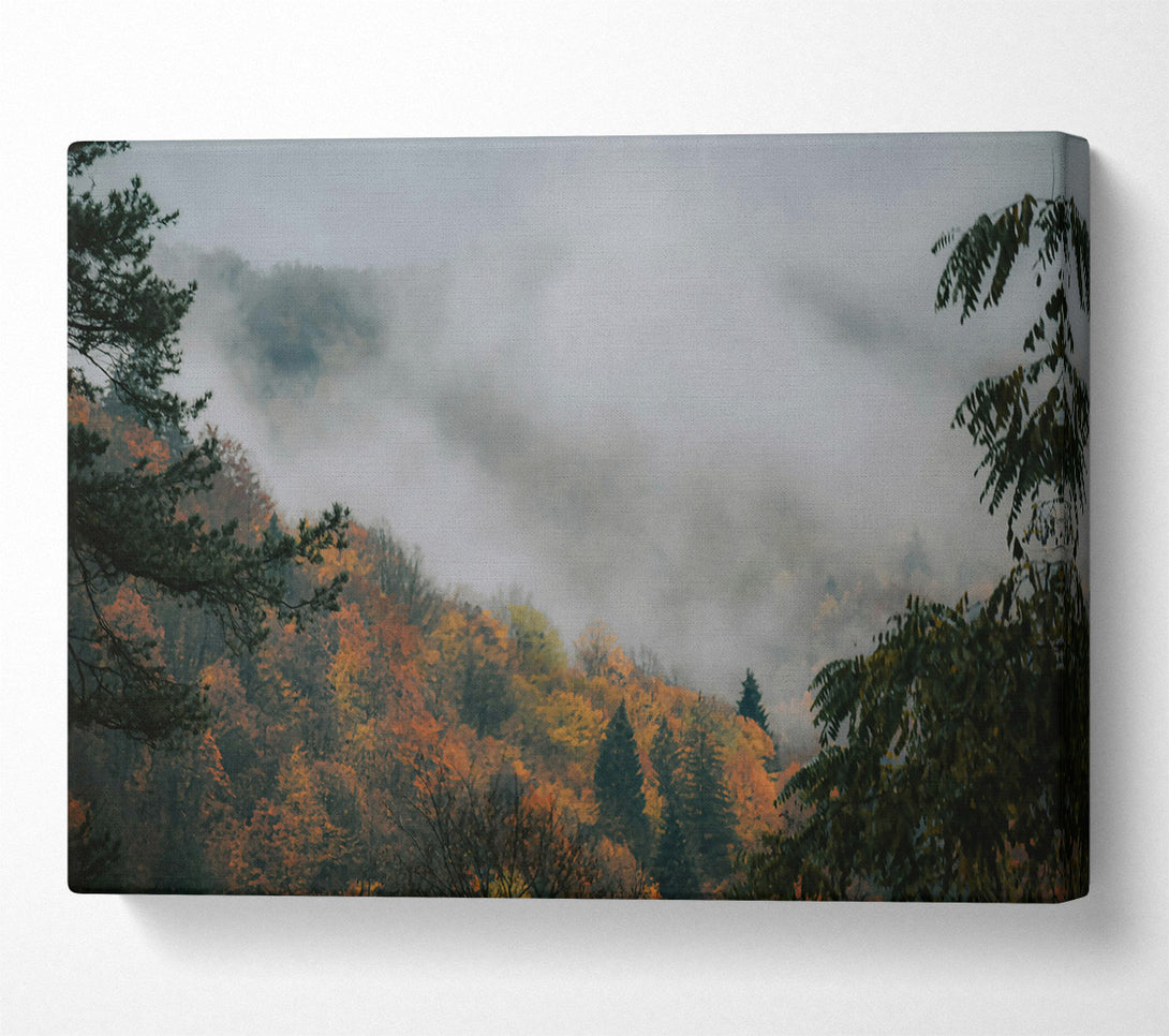  A Canvas Print of Orange Mist Mountains Canvas Print