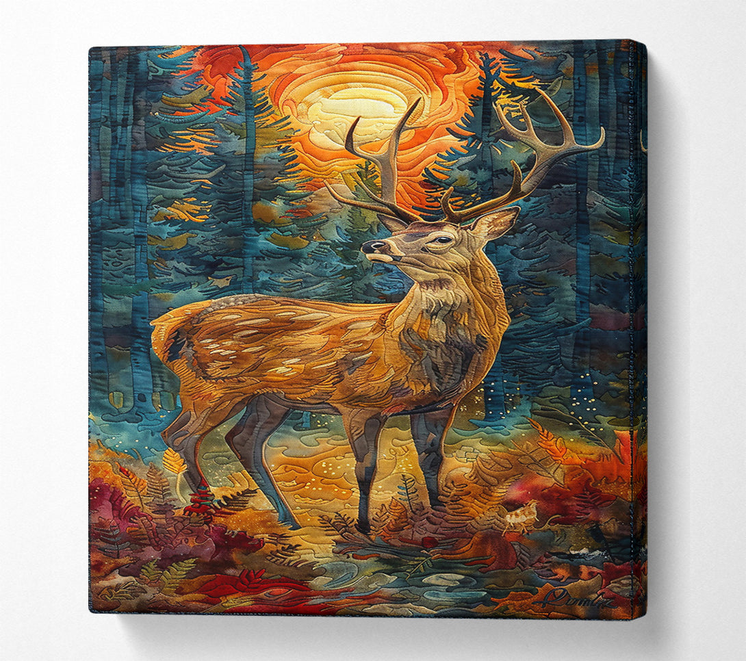  A Canvas Print of Golden Forest Deer Canvas Print