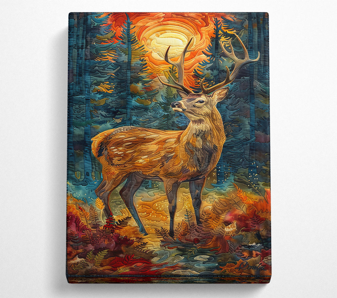  A Canvas Print of Golden Forest Deer Canvas Print