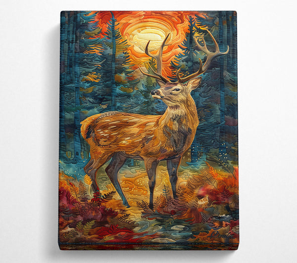  A Canvas Print of Golden Forest Deer Canvas Print