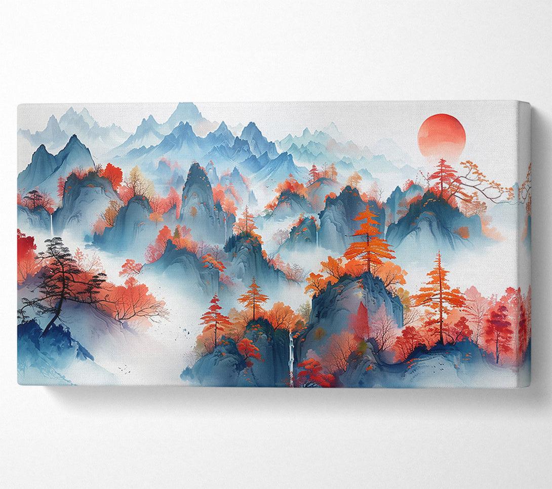  A Canvas Print of Crimson Mountain Mist Canvas Print