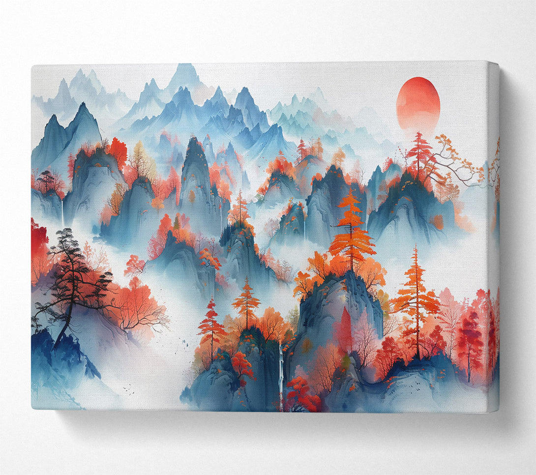  A Canvas Print of Crimson Mountain Mist Canvas Print