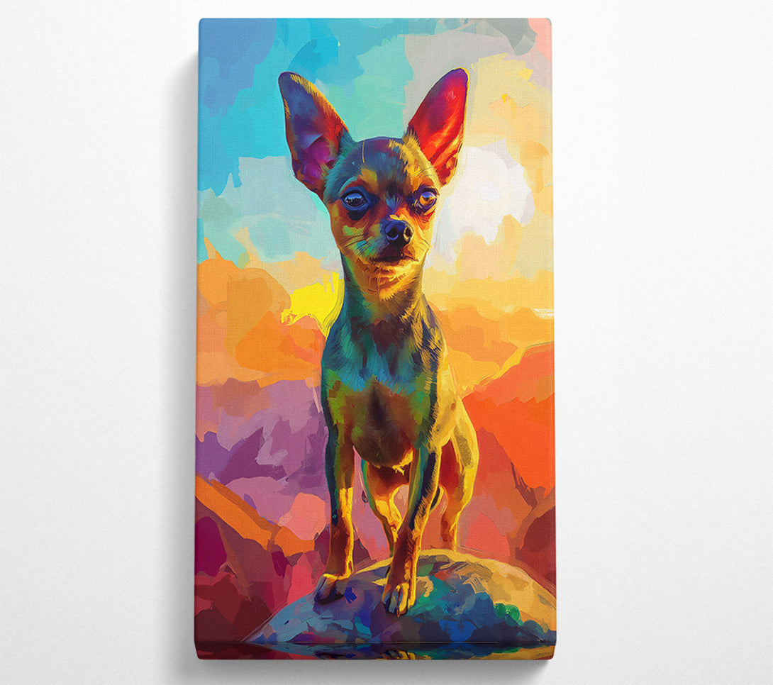  A Canvas Print of Orange Sunset Pup Canvas Print