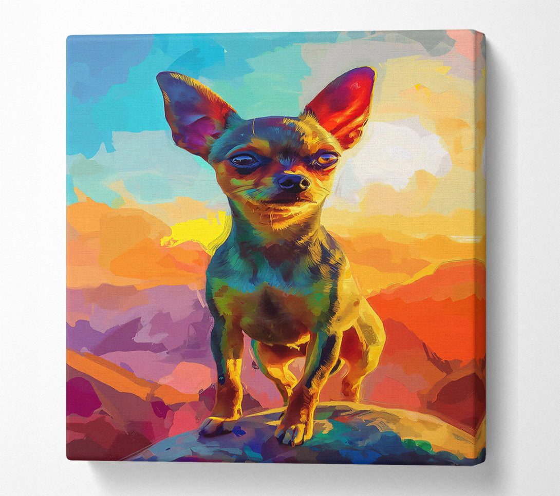  A Canvas Print of Orange Sunset Pup Canvas Print