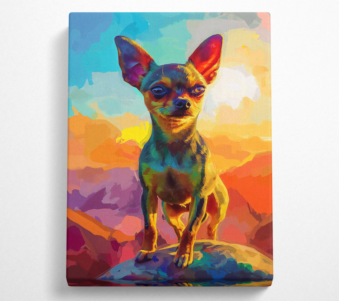  A Canvas Print of Orange Sunset Pup Canvas Print
