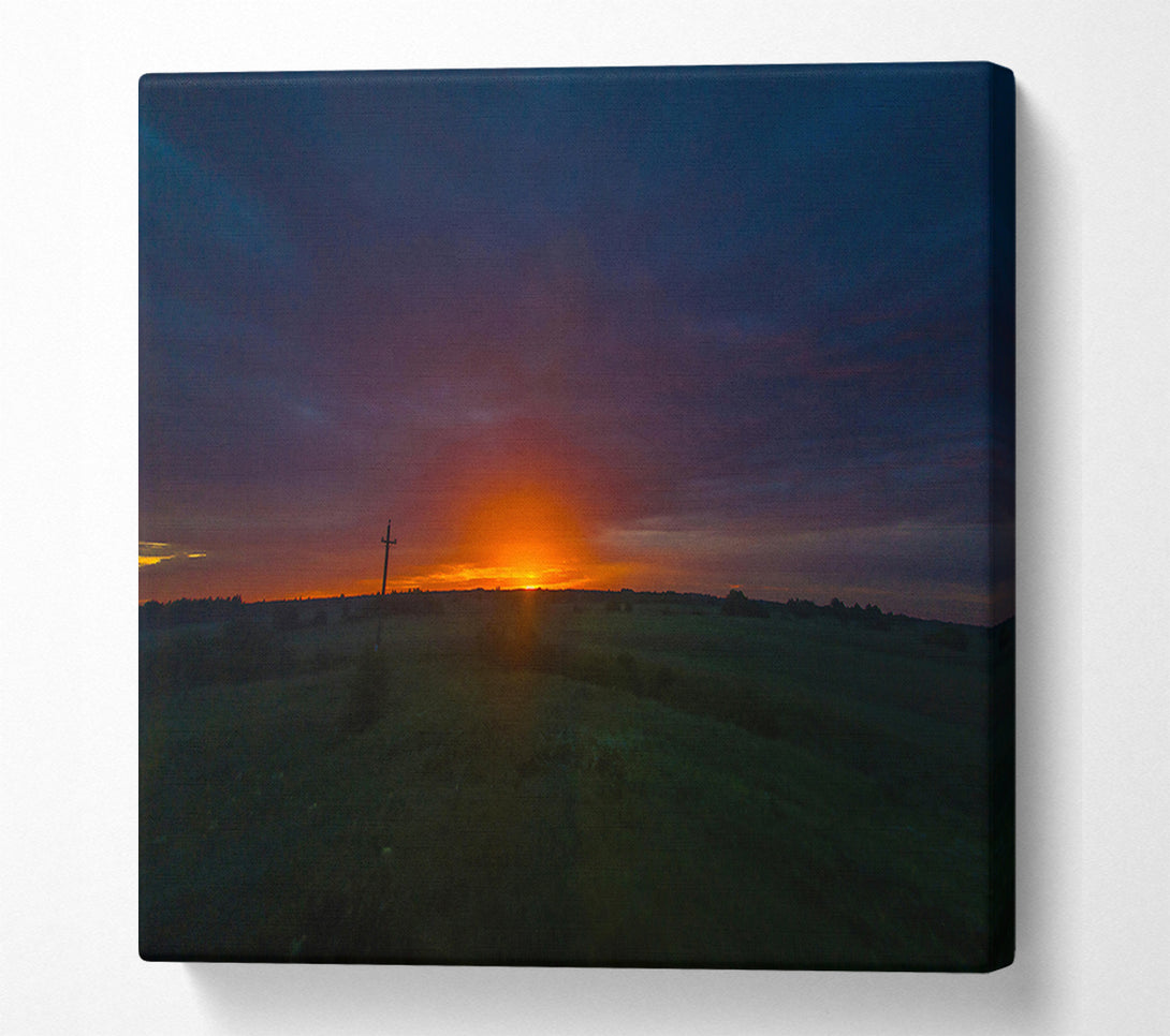  A Canvas Print of Orange Sunset Field Canvas Wall Art