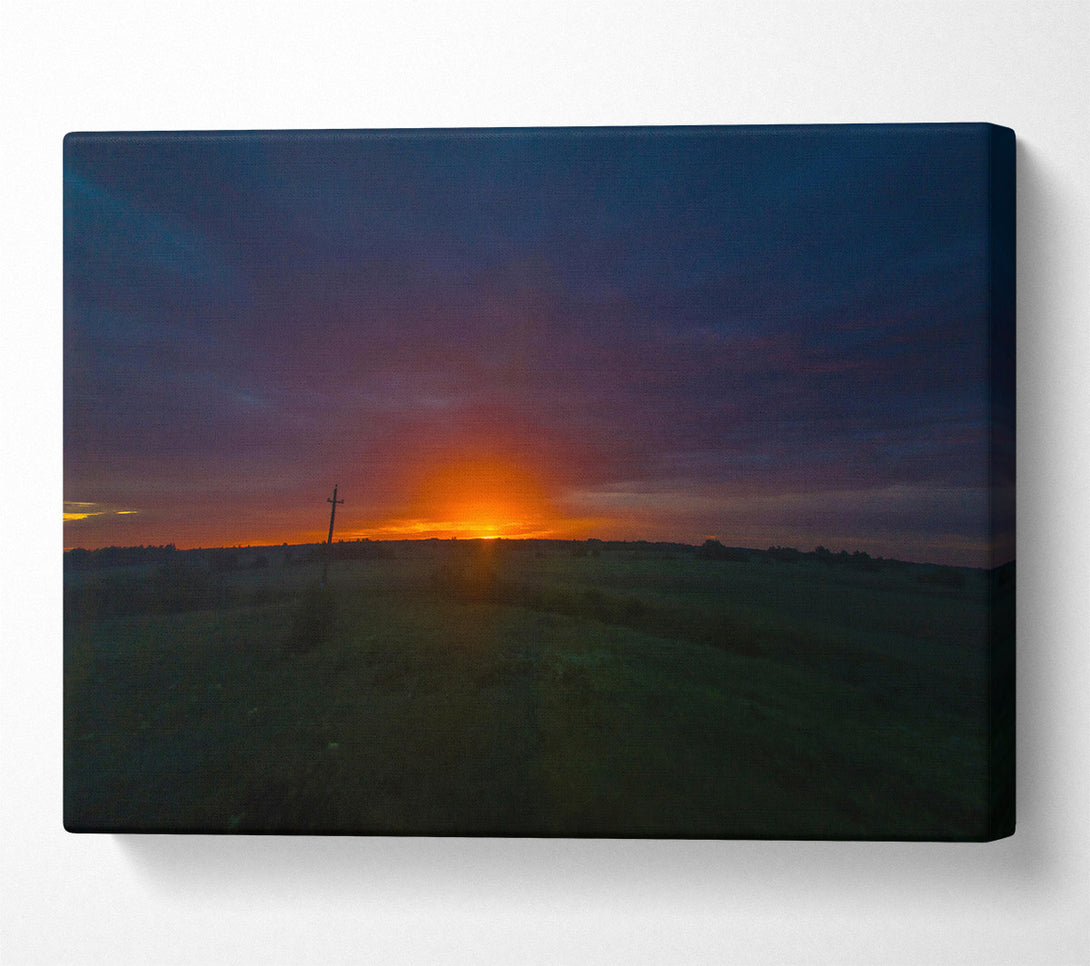  A Canvas Print of Orange Sunset Field Canvas Wall Art