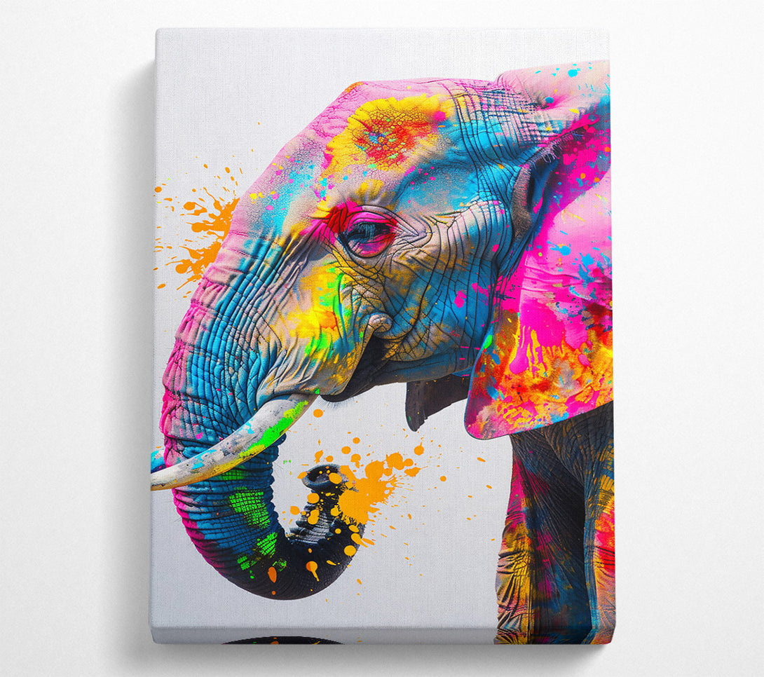  A Canvas Print of Orange Splashed Elephant Canvas Art