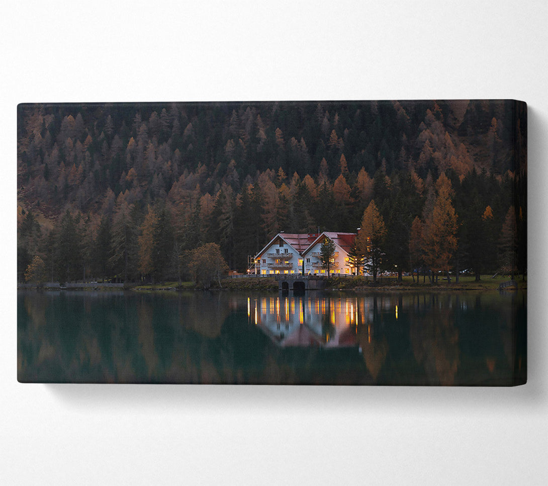  A Canvas Print of Emerald Lake House Canvas Art