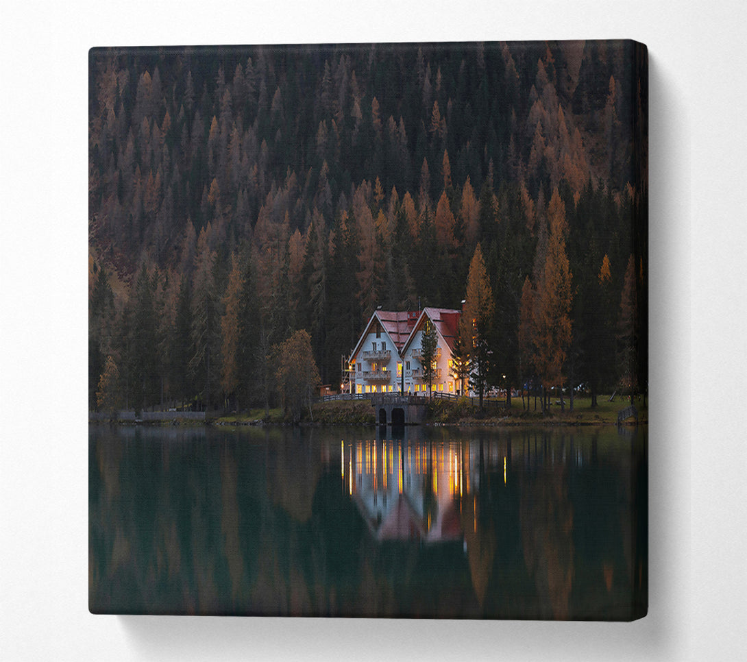  A Canvas Print of Emerald Lake House Canvas Art