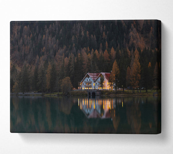  A Canvas Print of Emerald Lake House Canvas Art