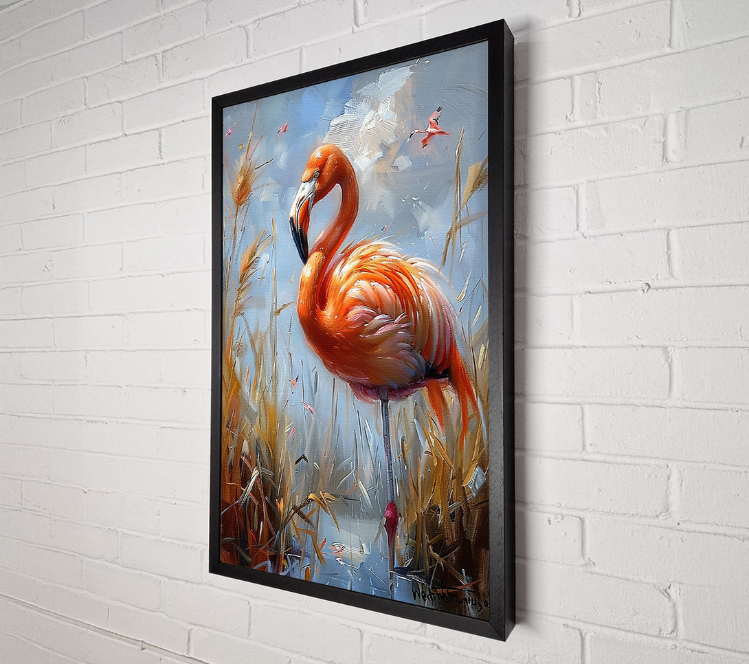  A Canvas Print of The Orange Flamingo Canvas Print