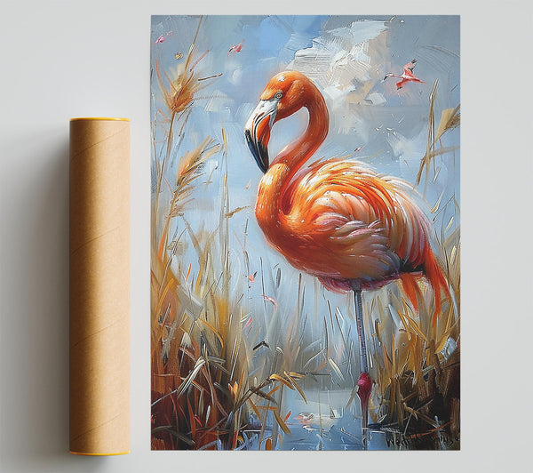 The Orange Flamingo Poster