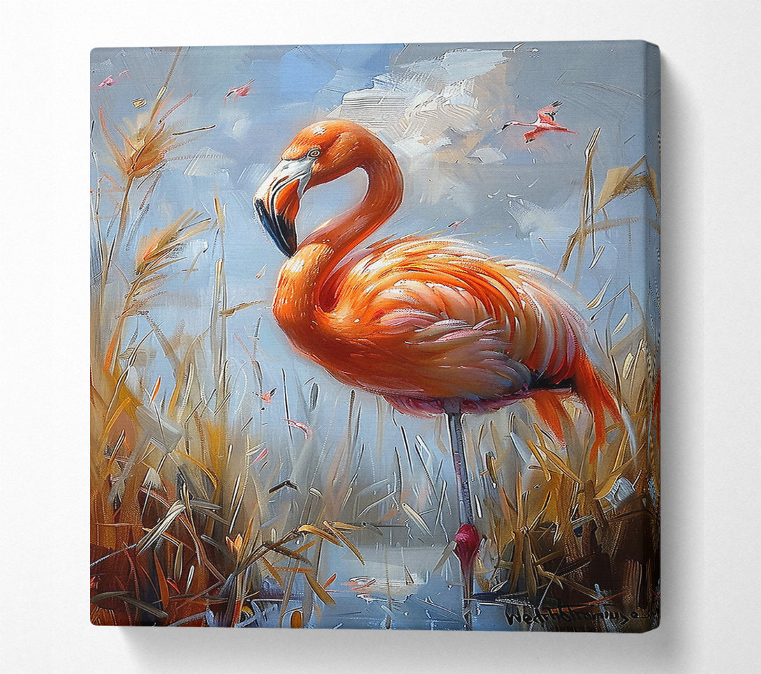  A Canvas Print of The Orange Flamingo Canvas Print