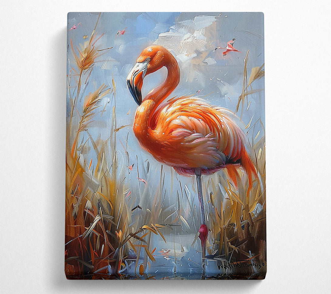  A Canvas Print of The Orange Flamingo Canvas Print