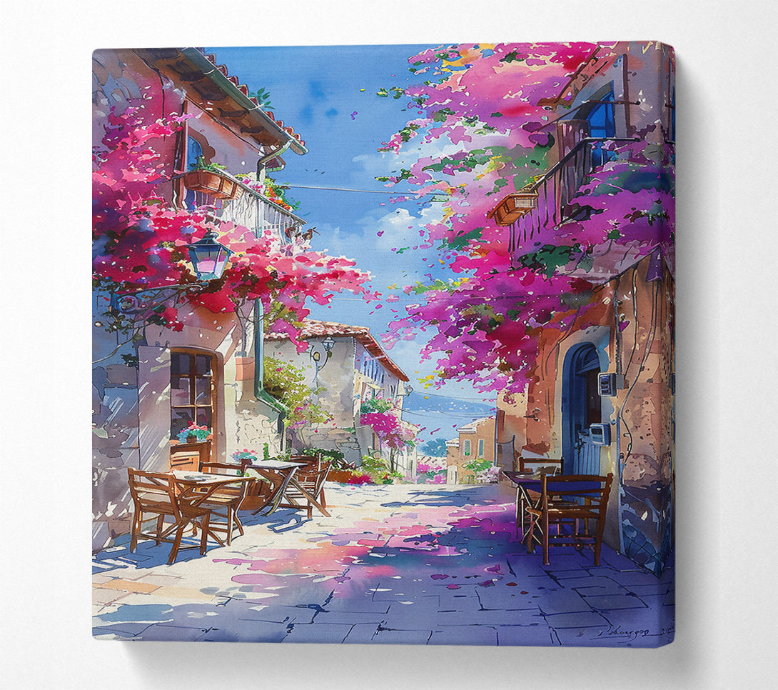  A Canvas Print of Pink Italian Courtyard Canvas Wall Art