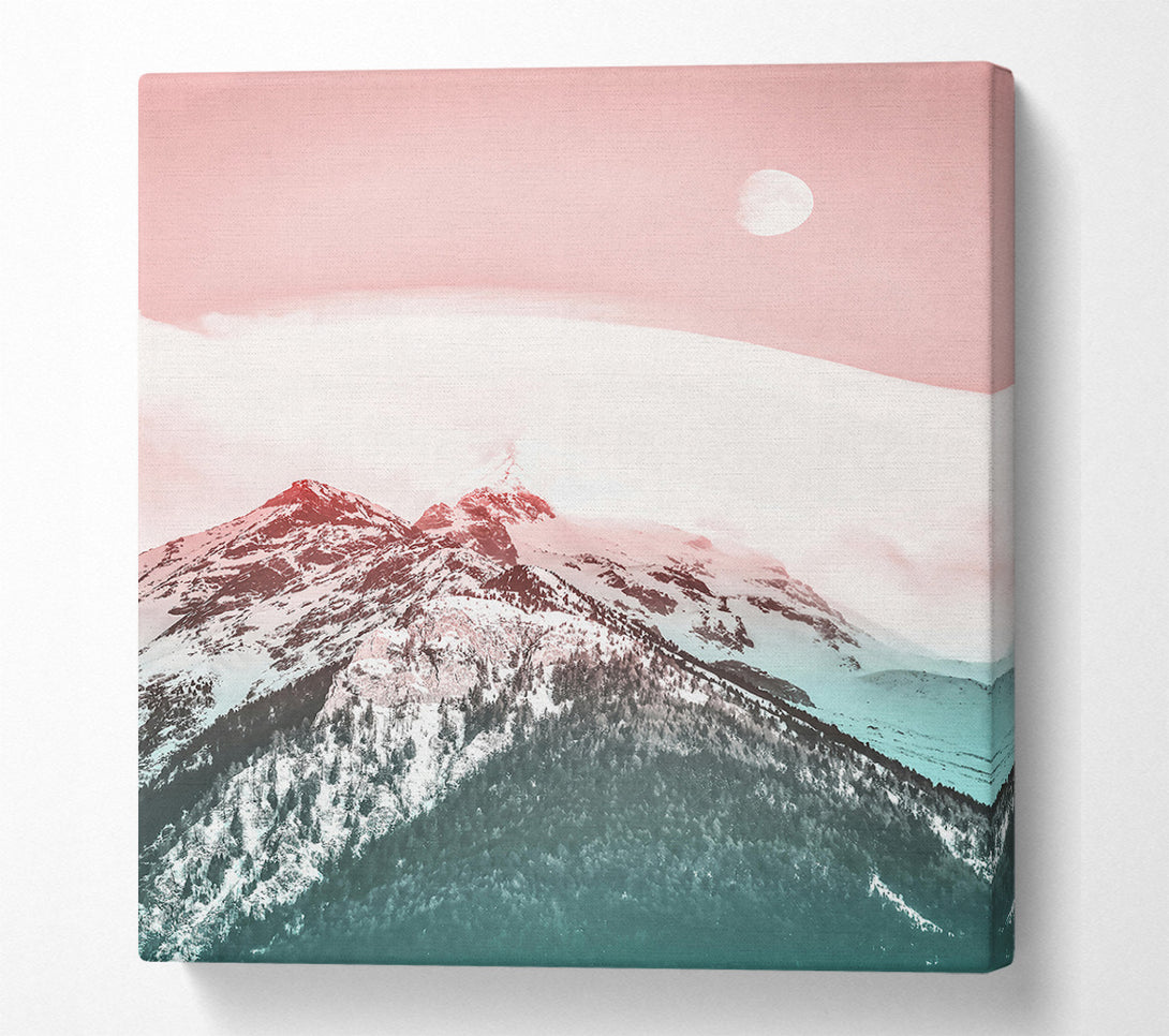 A Canvas Print of Pink Moon Peaks Canvas Art