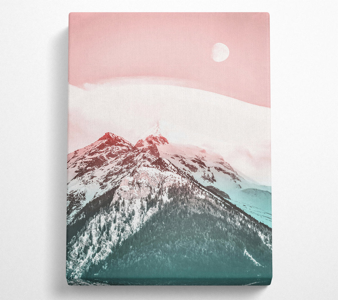  A Canvas Print of Pink Moon Peaks Canvas Art