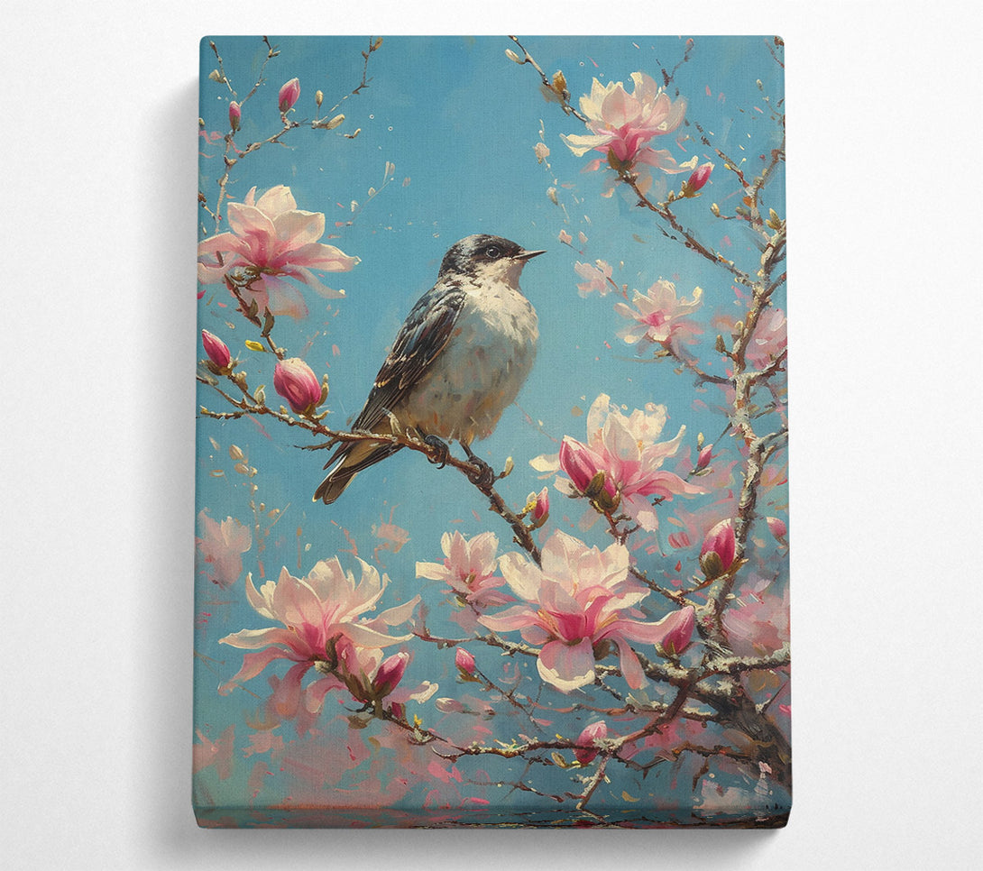  A Canvas Print of Pink Blossom Songbird Canvas Art