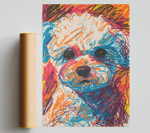 Blue Furry Gaze Print