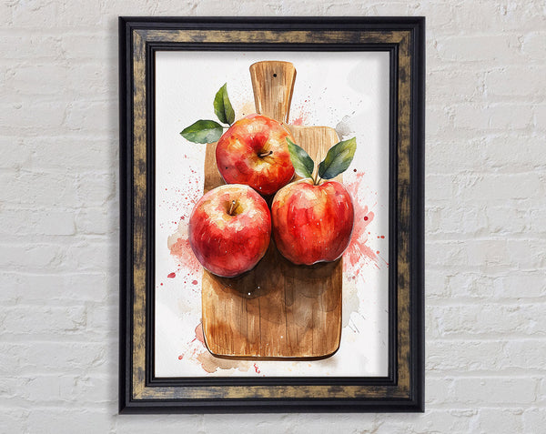 Apples On A Board Framed Print