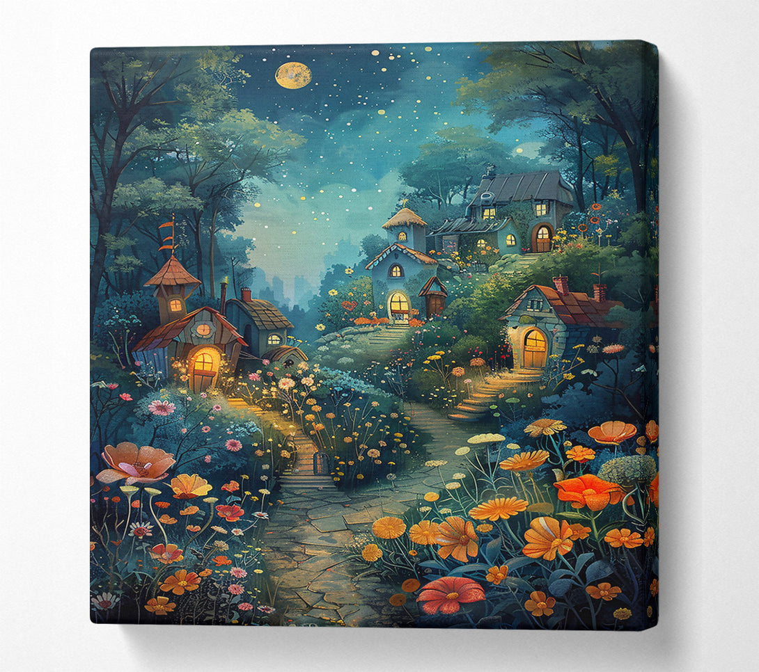  A Canvas Print of Blue Moon Village Canvas Print